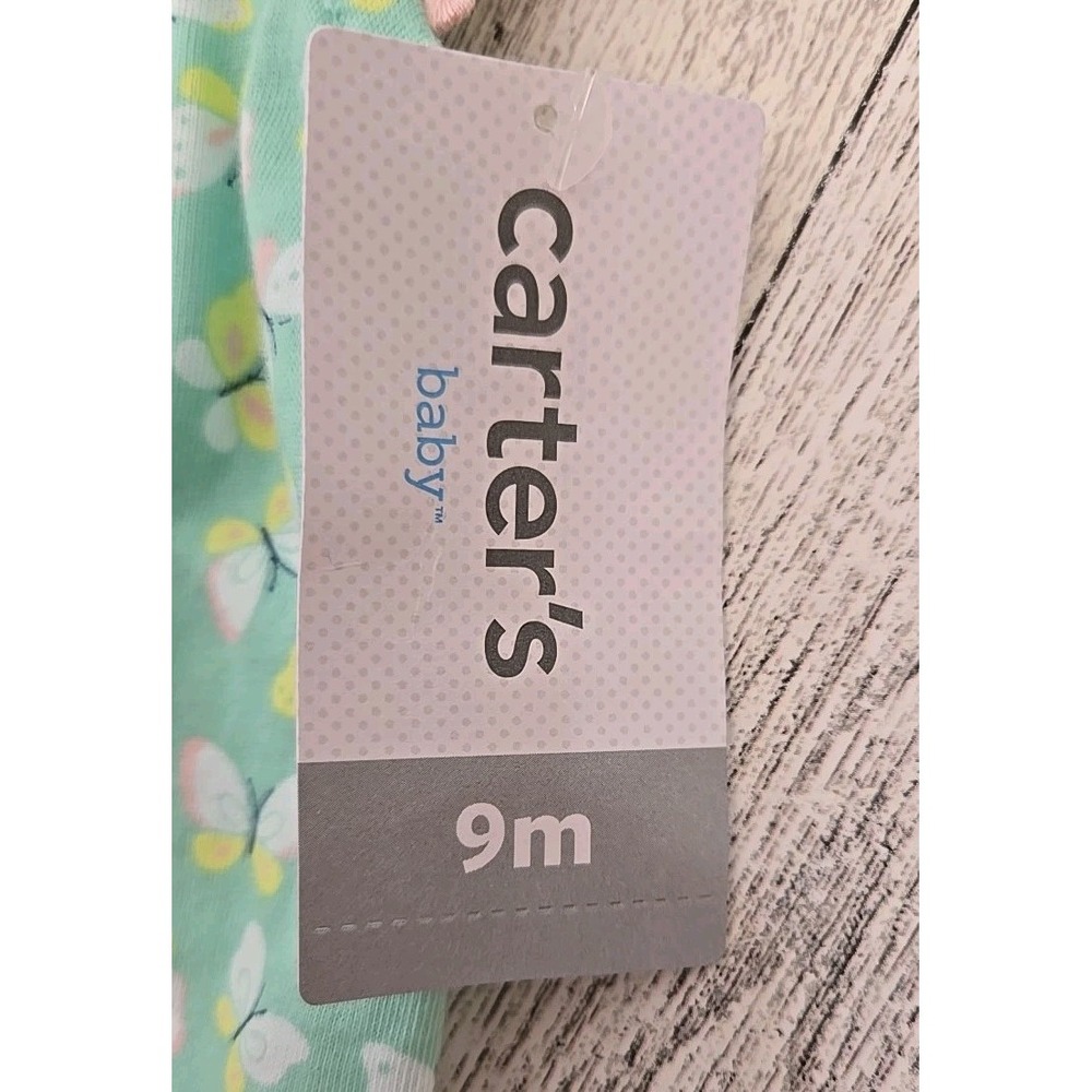 Carter's Short Set 6-9 Months Butterflies Shirt Shorts Romper Girl 3pc NEW - Picture 3 of 11